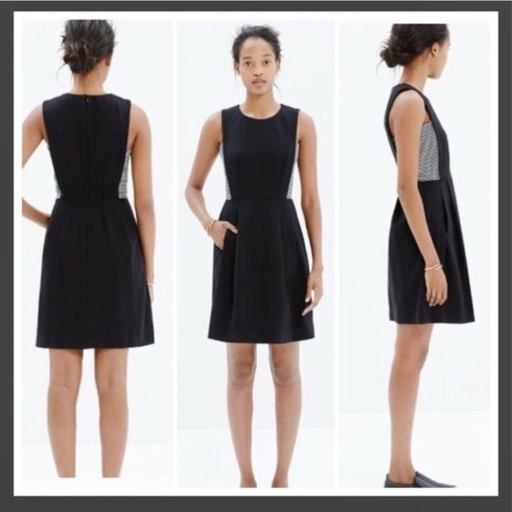MADEWELL | black with black & white side stripes dress 0